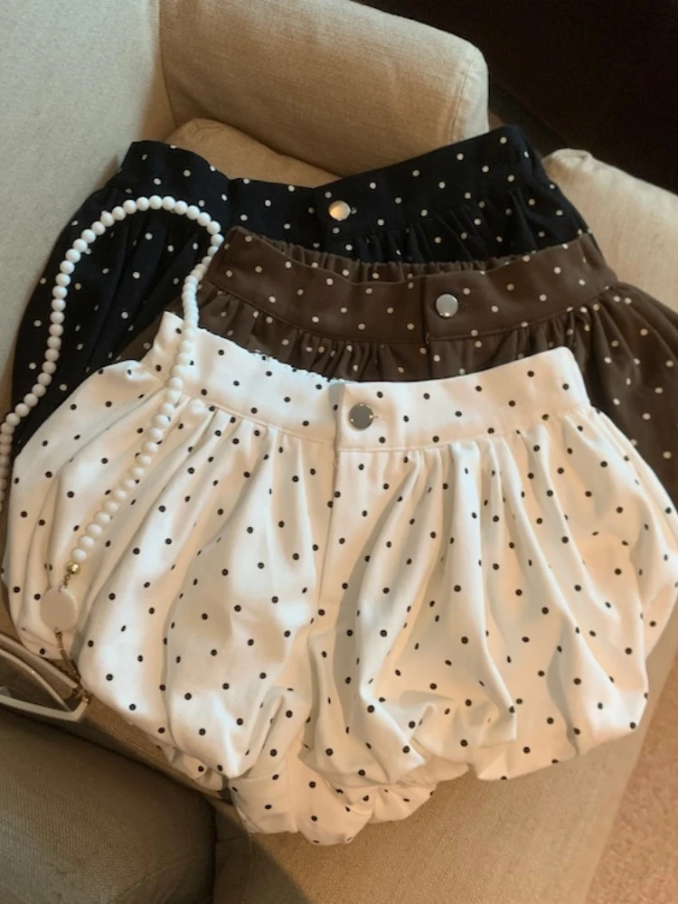 

Sweet Polka Dot High Waist Slimming Casual Pants Women's Summer New Style Short Skirt Pants Girl's Straight Leg Trousers