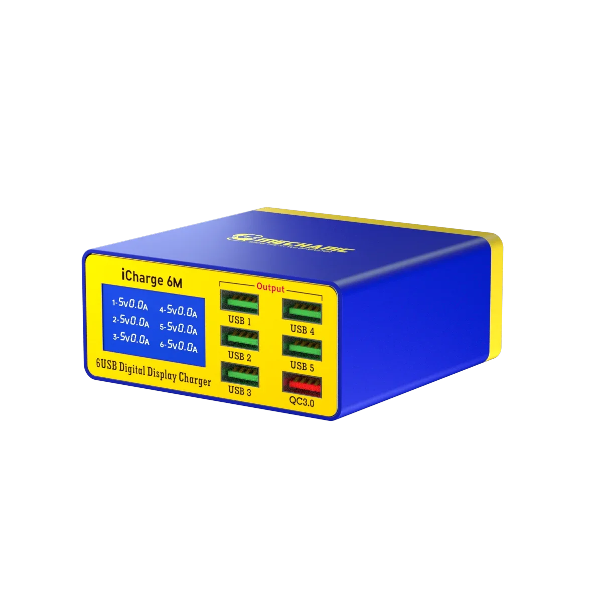 MECHANIC iCharge 6M QC 3.0 USB Smart Charge Obsługa szybkiego ładowania z cyfrowym wyświetlaczem LCD Wieloportowa ładowarka do tabletu i telefonu