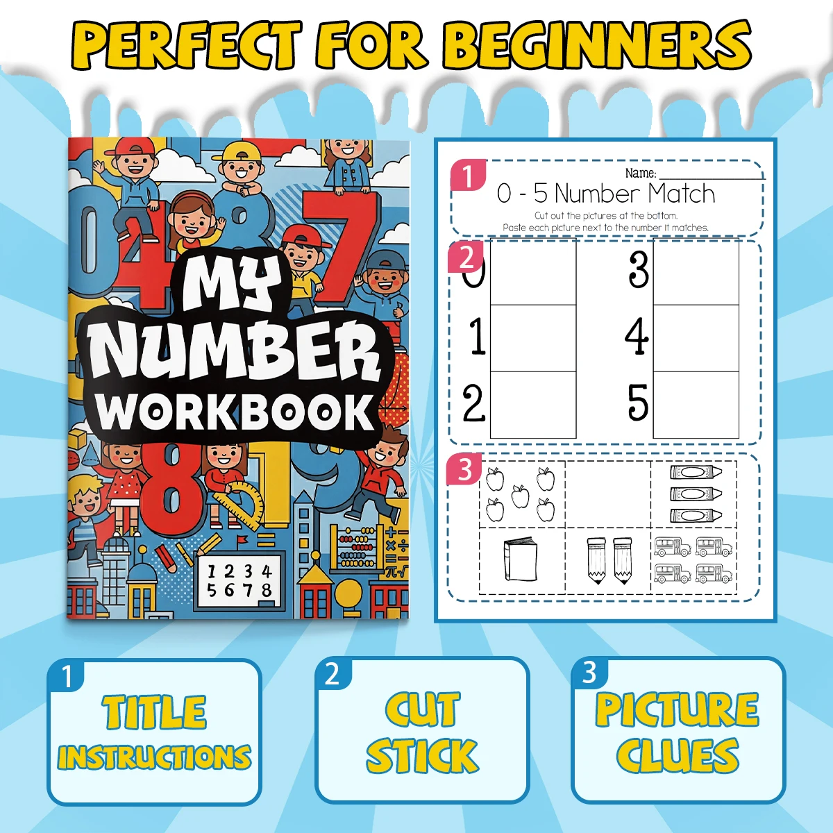 Kids Number Coloring Book, Preschool Activity Workbook, Number Recognition & Drawing, Concentration Training for Toddlers 2-6