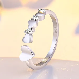 925 Sterling Silver Coração Zircon Anel para Mulheres, Finas Jóias, Acessórios de Casamento, Presente de Festa, Faísca AAA, Alta Qualidade, Novo 10 principais vendas argola de brilho - №6
