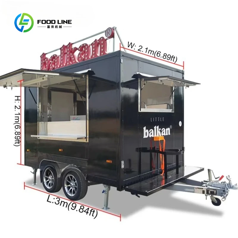 Customized Multi-Scene Mobile Food Trailer - Mini Catering Cart for Ice Cream/Coffee/Hotdog, Street/Beach Use