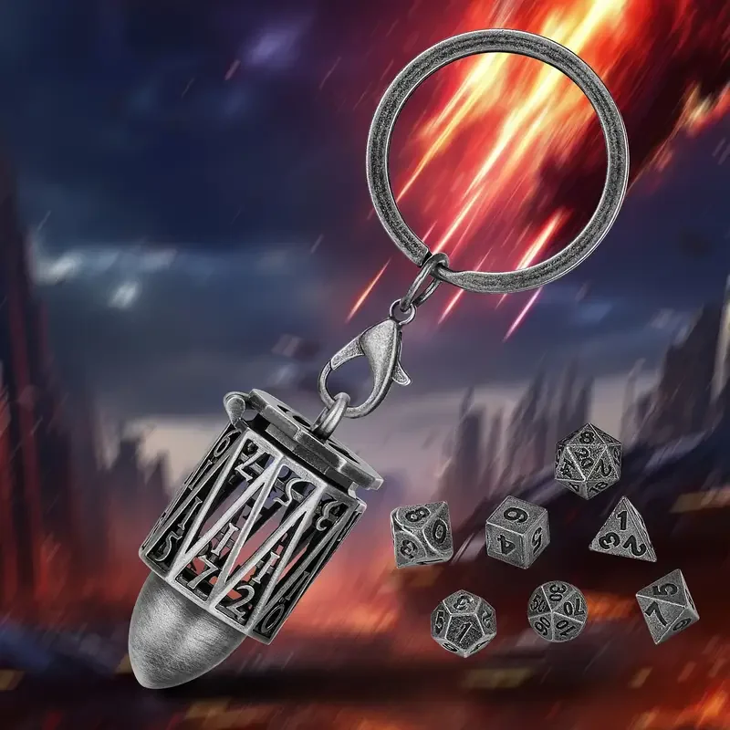 

Mini metal dice bullet pendant, multi-faceted math teaching dice, suitable for role-playing games and board games: D20, D12, D10