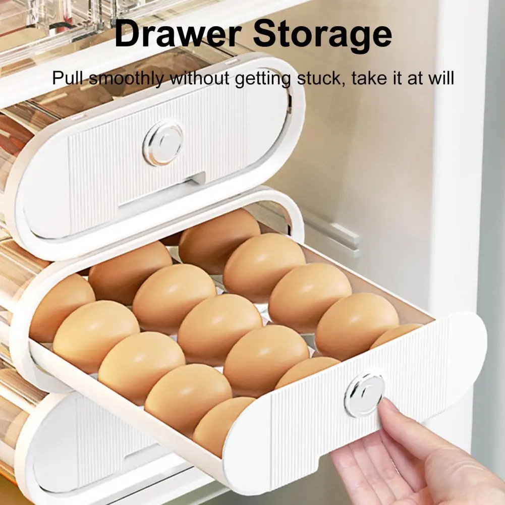 Egg Tray  Durable Large Capacity Thick  Tilted Panel Rolling Egg Box Fridge Accessories