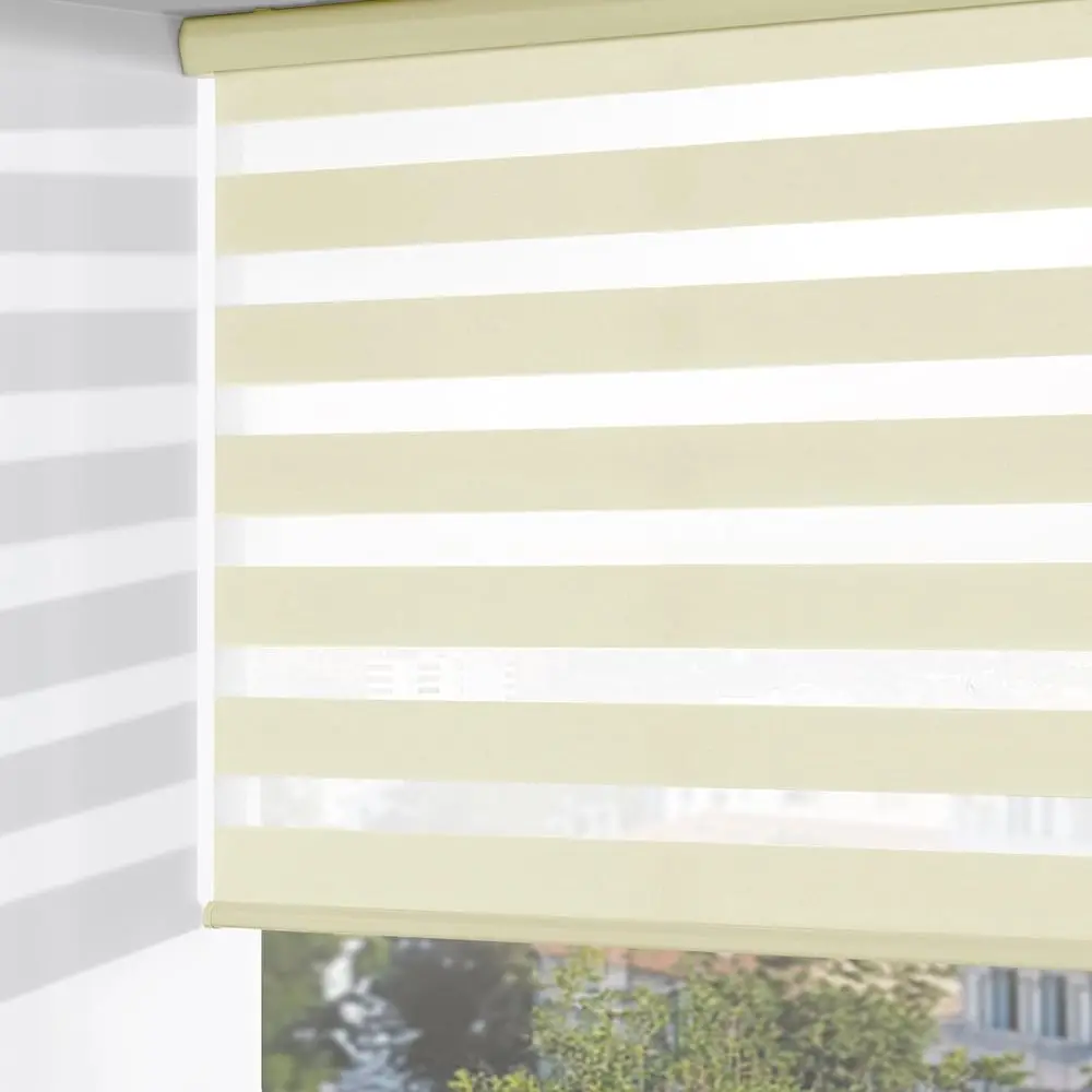 

Cordless Zebra Blinds for Windows, Dual Layer Free-Stop Light Filtering Window Roller Shades, Pull Down Privacy Zebra Shades for