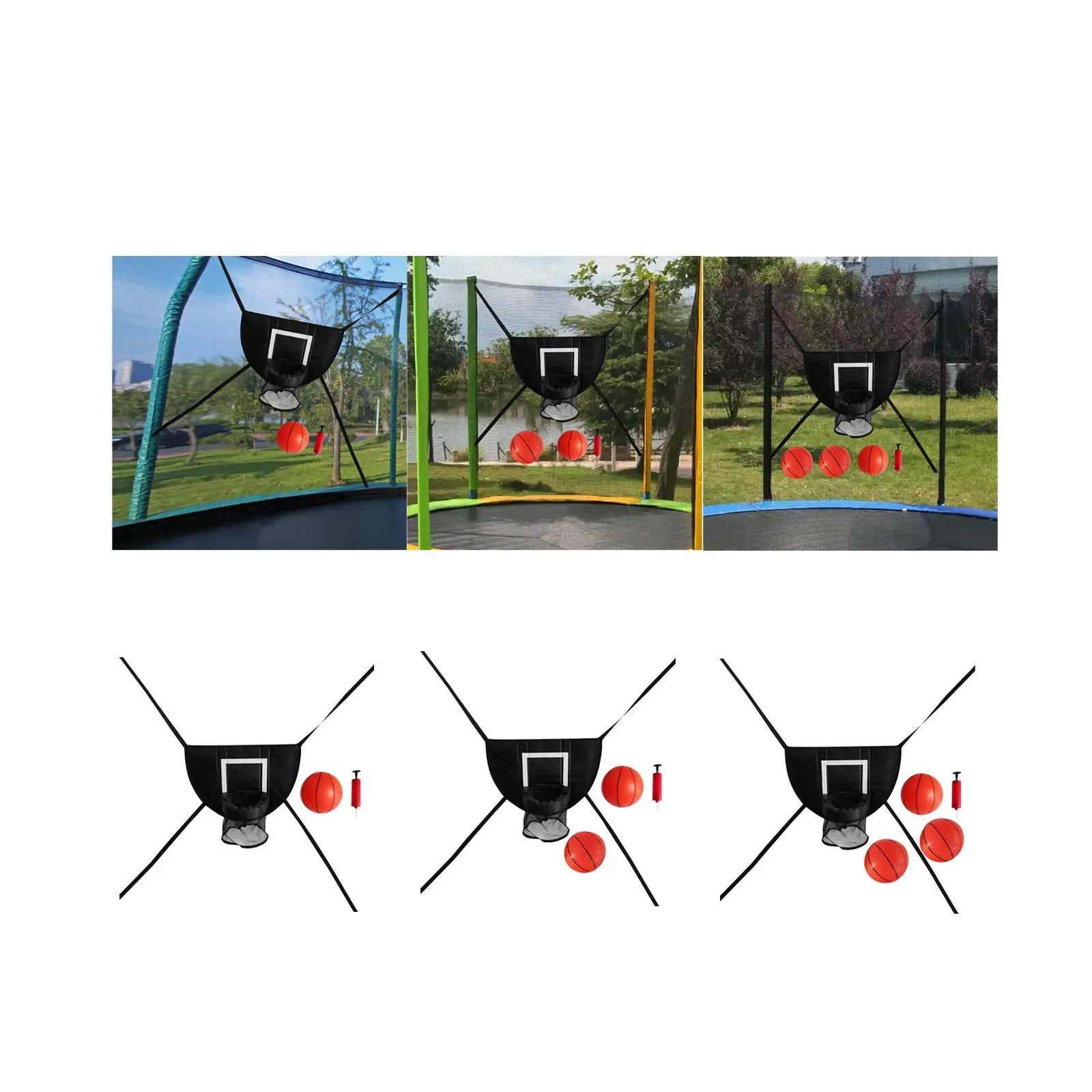 Mini cesta de basquete para trampolim com gabinete rack de basquete ao ar livre