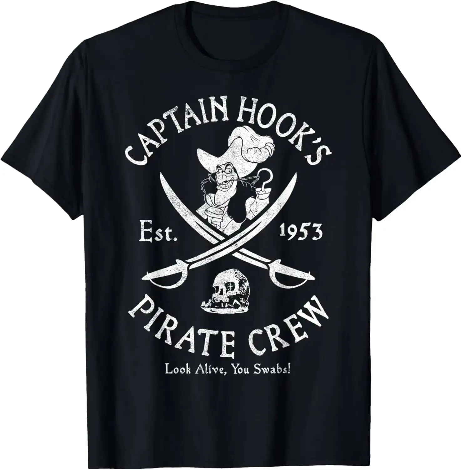 Peter Pan Captain Hook Pirate Crew Est 1953 Logo Summer Short-Sleeved Breathable Sweat-Wicking Versatile Fashion T-Shirt 100%