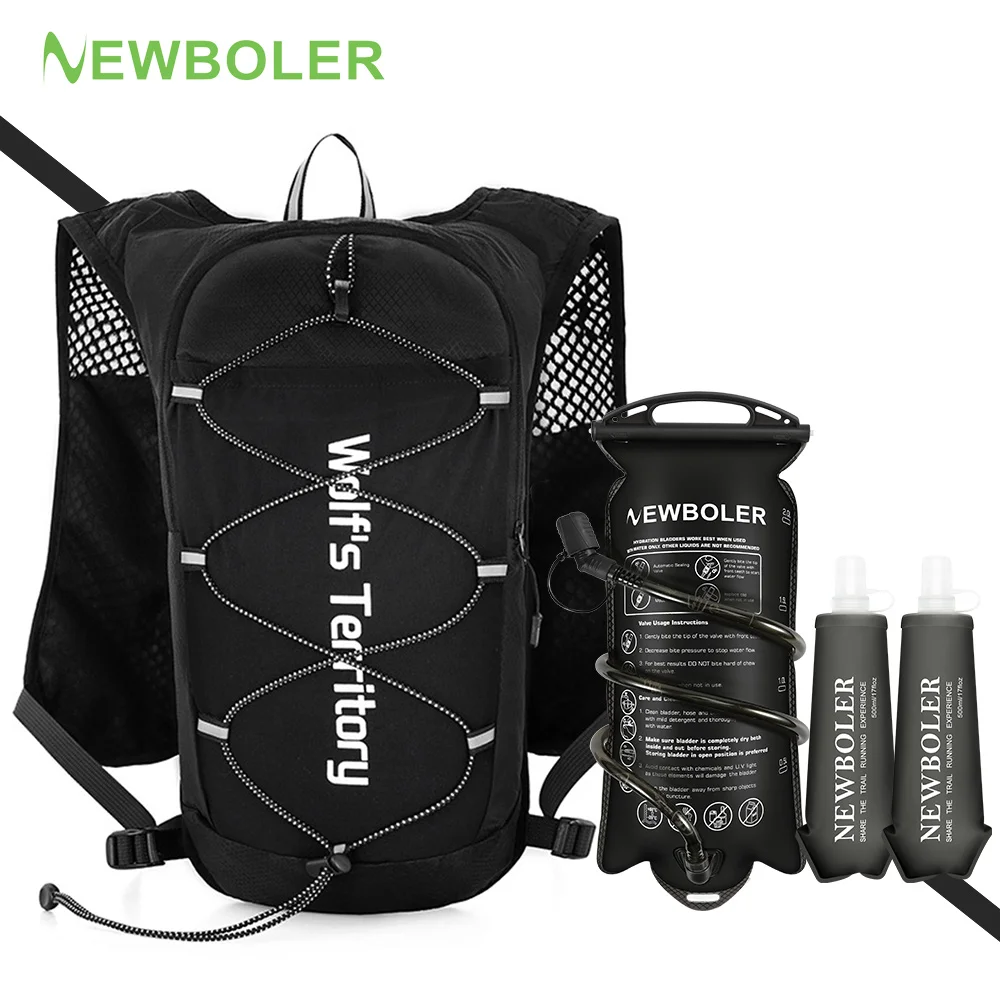 NEWBOLER Outdoor Trail Running Ultralight Backpack Running Hydration Vest Breathable Marathon Running Backpack Water Bottle