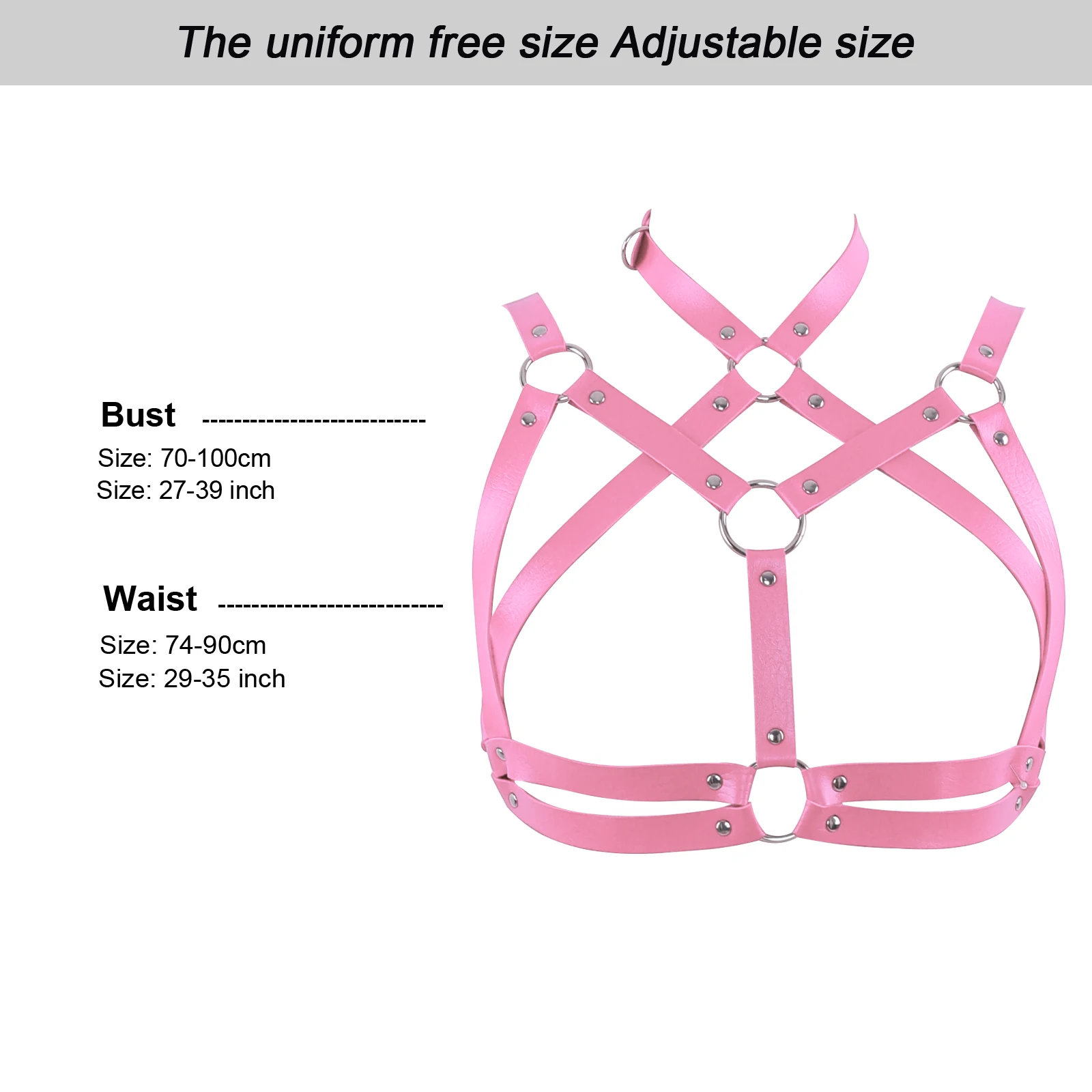 Leather Crop Top Body Cage Bra Women Rivet Rave Wear Bondage Adjustable Harness Open Chest Goth Sexy Lingerie Body Harness