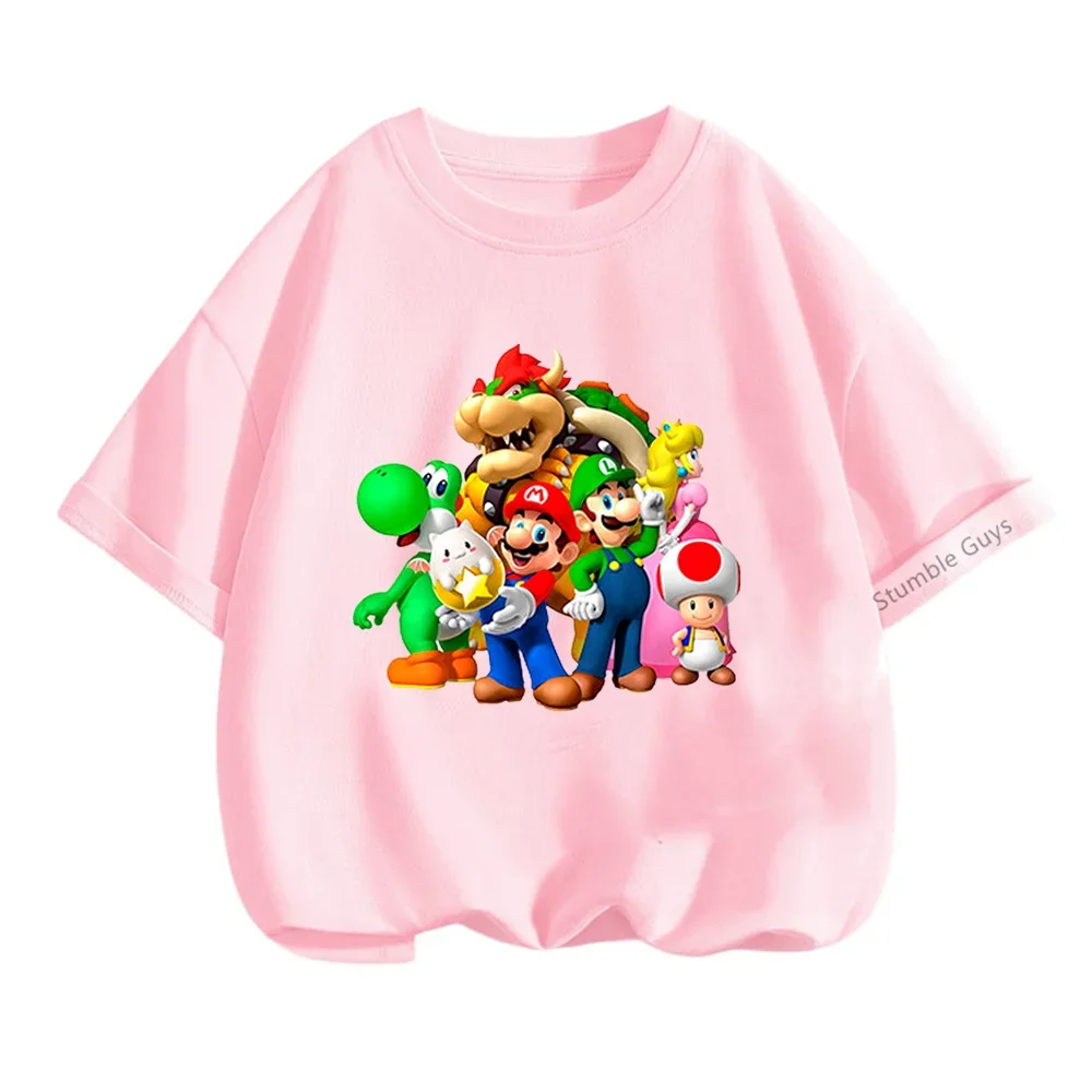 Casual Game Super Mario bros T-shirt Kids Harajuku Tops Fashion T-Shirt 3-14y Boys Clothes Girls Summer Teen Short Sleeve Tee