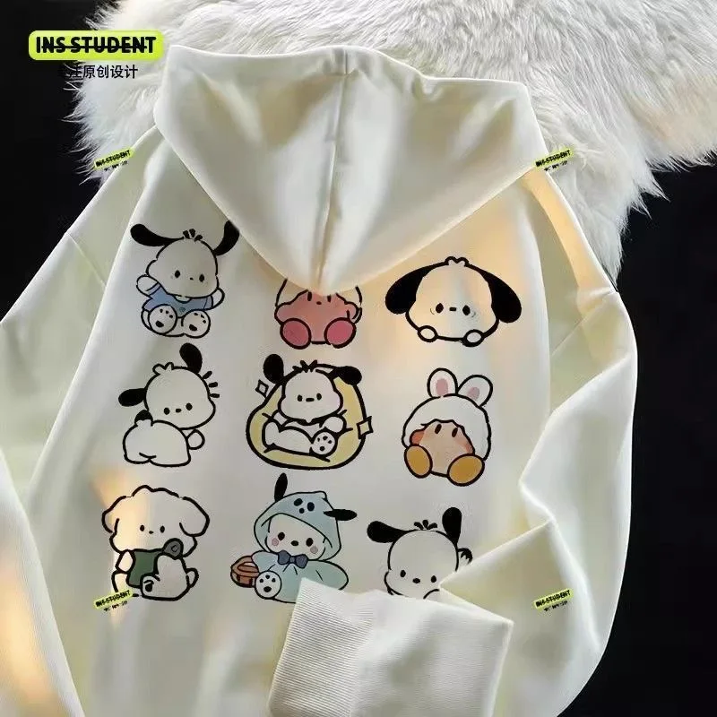 

Korean Version Apricot Pochacco Sweatshirt Autumn New Oversized Casual Streetwear Women Zip Up Jacket Hoodies Women Kpop Clothes