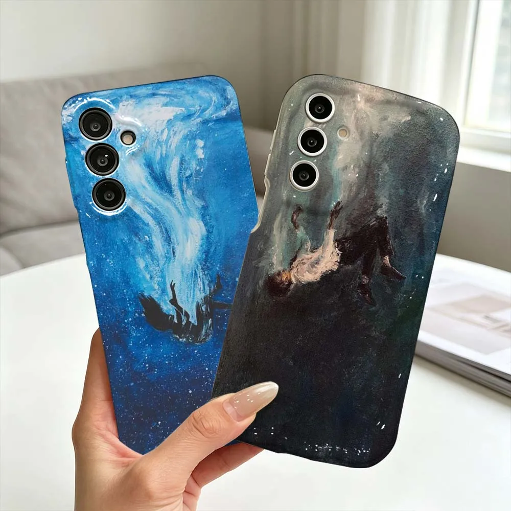 Love Falling Man Blue Water For Samsung Galaxy A73 A57 A56 A55 A54 A51 A35 A34 A33 A32 A31 A17 A16 A07 A06 A05 Phone Case