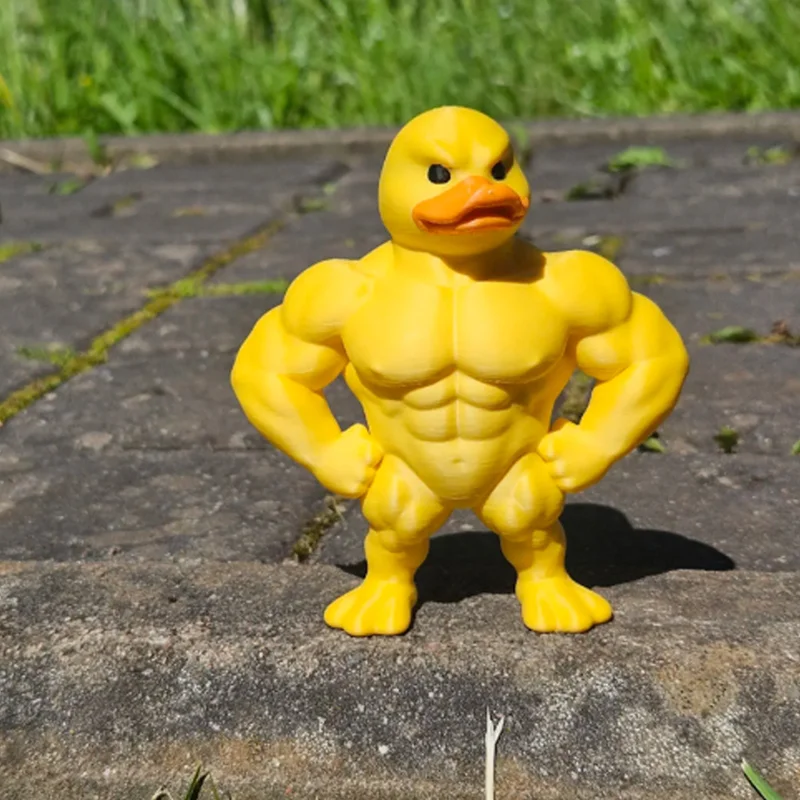 Estatua de Pato Musculoso - Decoración 3D para Escritorio, Figura Encantadora para Estantería, Decoración Multifuncional para Interiores/Exteriores