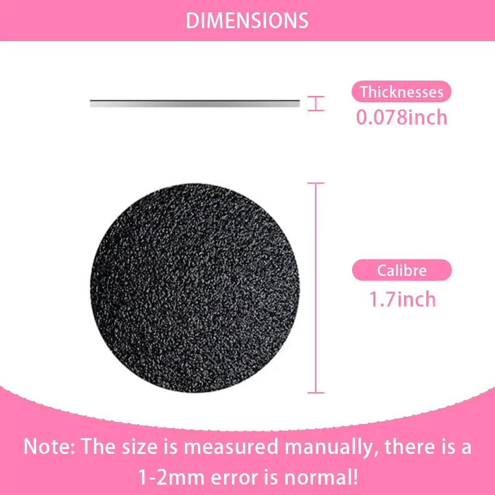 60Pcs Self-Adhesive Replacement Sandpaper for Electric Foot File Pedicure Callus Remover 80/100/180 Grit Sanding Paper Pads (No