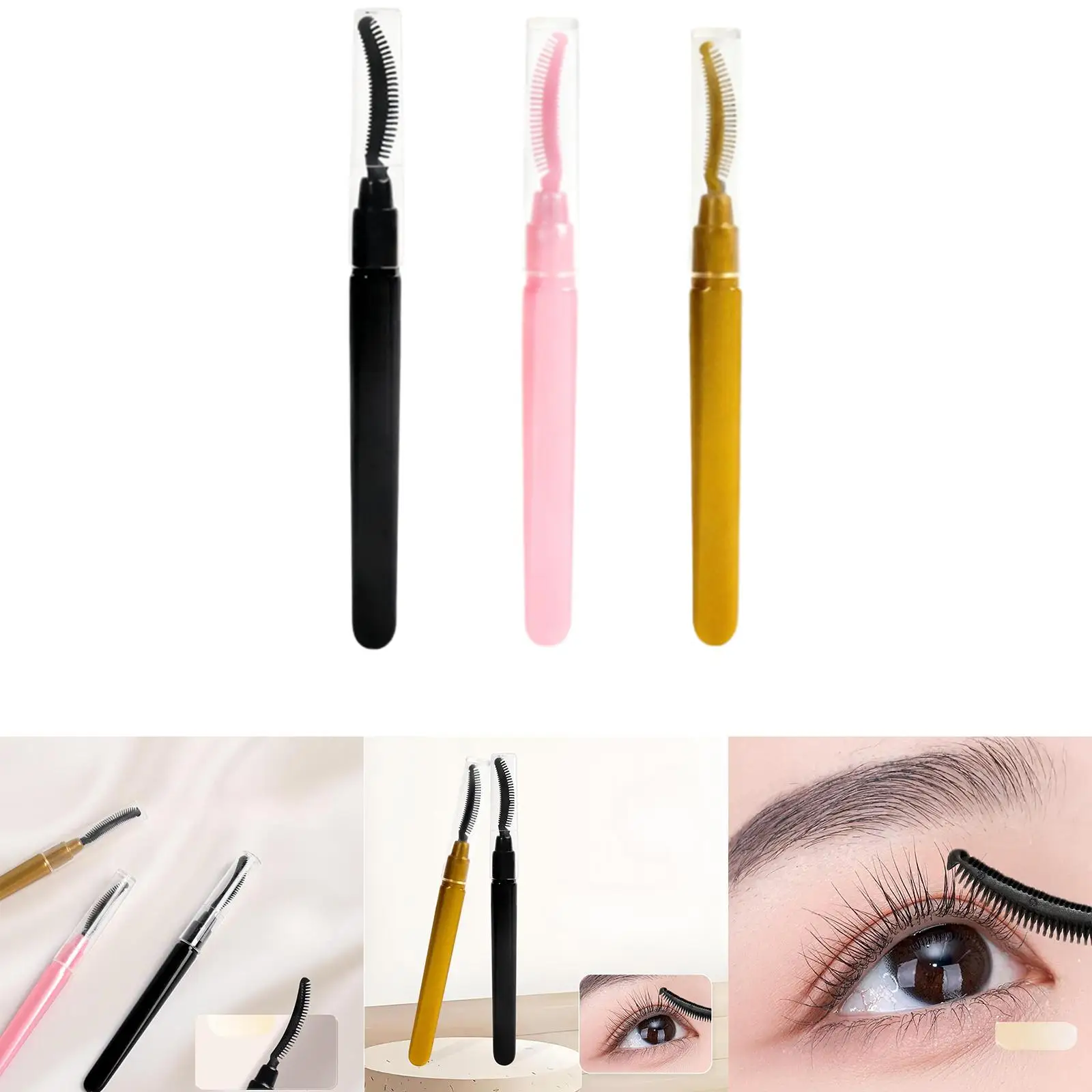 Mascara Lash Separator Brush Silicone Eyelash Comb with Dust Lid for Brow Styling and Lash Care Tools