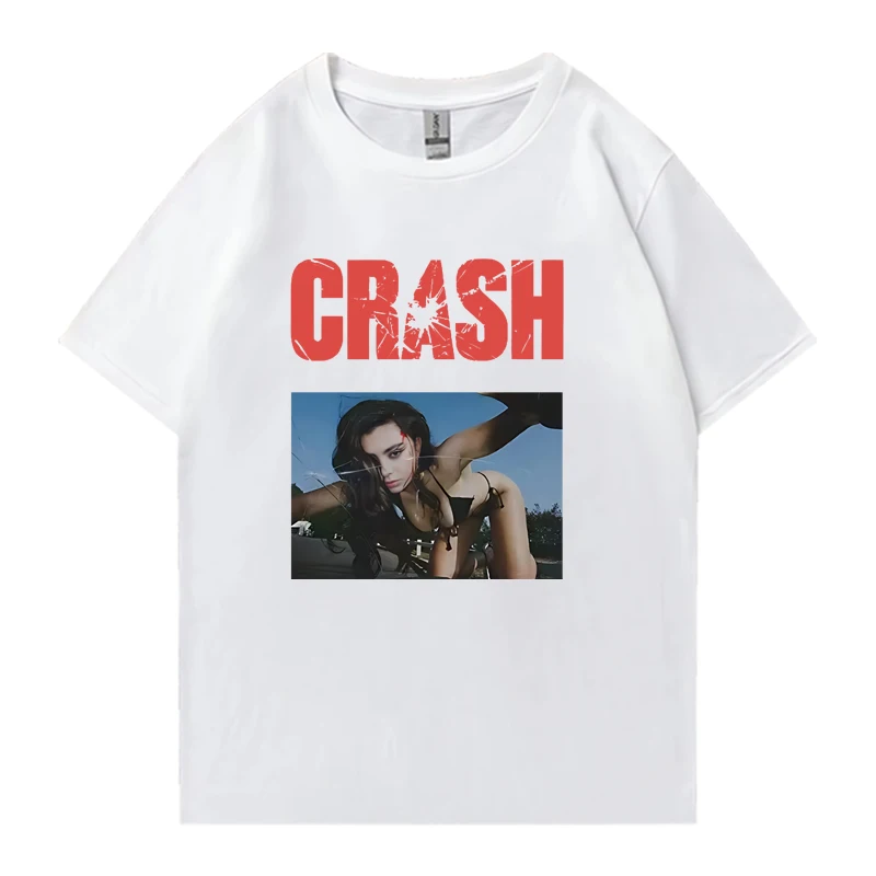 2025 Hot New Charli XCX CRASH Crew Neck Tee shirt Oversized Summer short sleeve t-shirts Men Women 100% Cotton plus size Tops