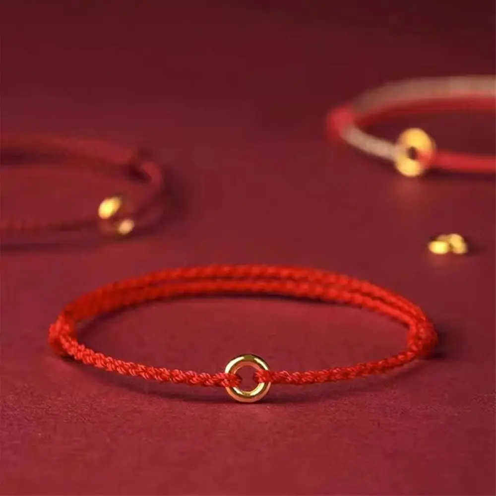 手作りピンバックル赤いロープ中国の干支年チャームラッキーカップルブレスレット友情手編みロープ友人愛好家のため