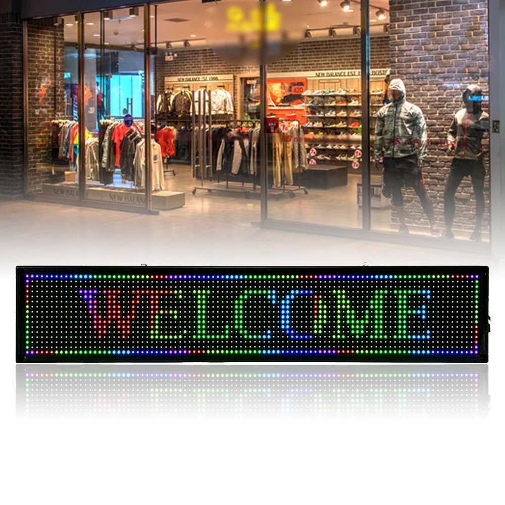 LED Sign 40*8 inch Outdoor Scroll Message Board 7 Color Programmable Scrolling