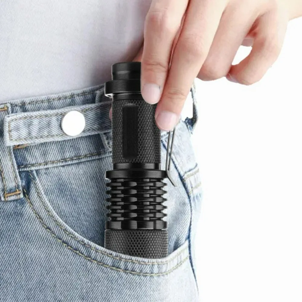 Zoomable Mini SK68 LED Flashlight - Portable XPE Bulb 3 Modes AA Size 5 Battery Powered Super Bright Handheld Torch