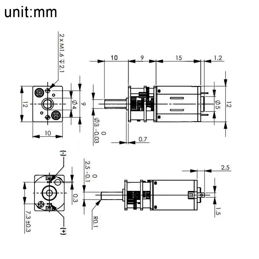 DC 3V/6V/12V GA12-N20 Micro Metal Gear Motor with Gearwheel Brushed DC Motor 15/30/50/60/100/200/300/500/1000RPM Low Speed Motor