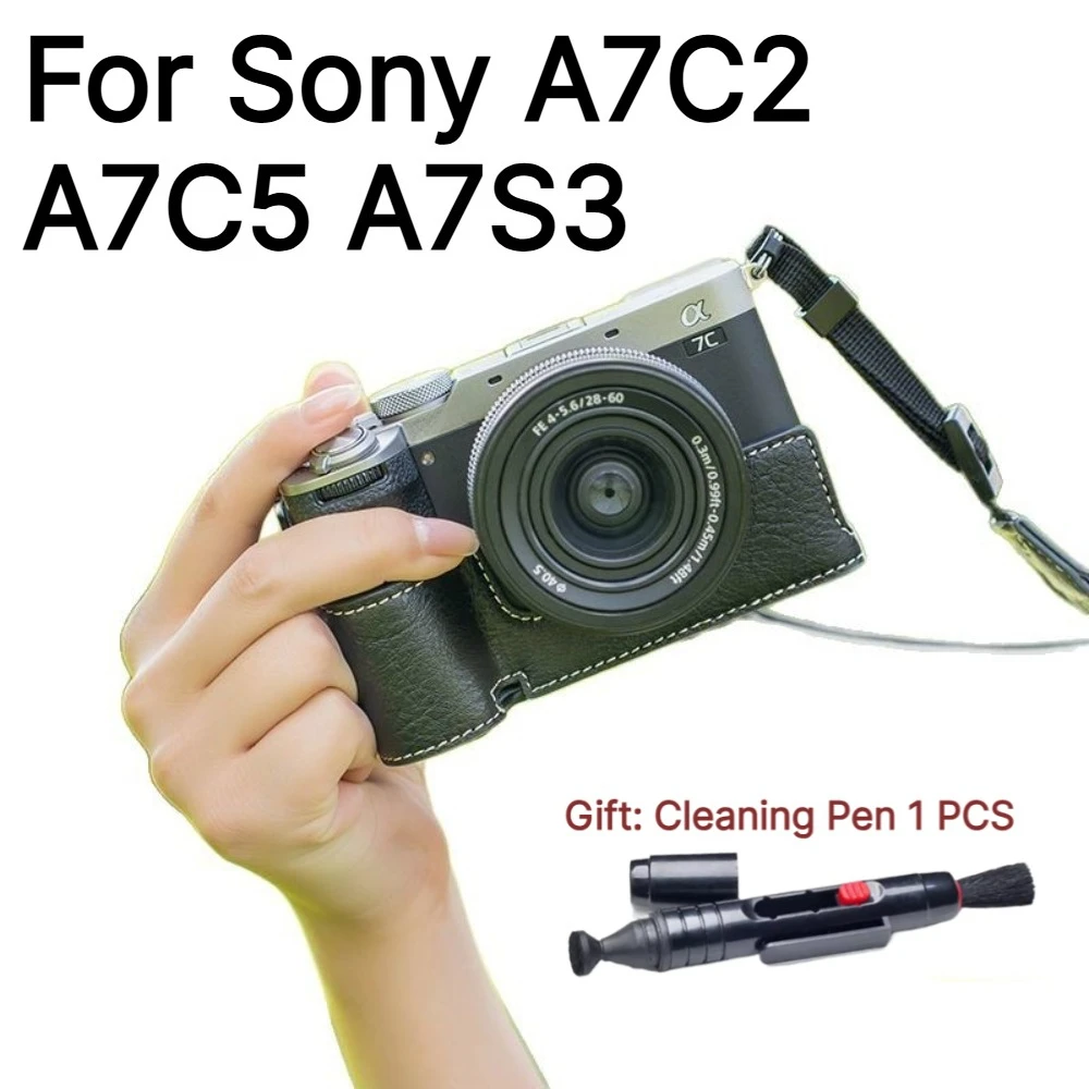 Protective cover For Sony A7C2 A7C5 A7S3 Micro Single PU Leather Case Base Accessories Protector Cover +1 PCS Free Cleaning Pen