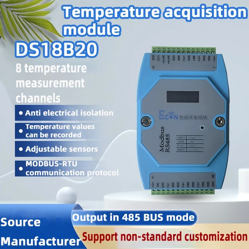 8-Channel 18b20 Input Analog Acquisition Module MODBUS-RTU Protocol Support Customizable OEM Temperature Temperature Instruments