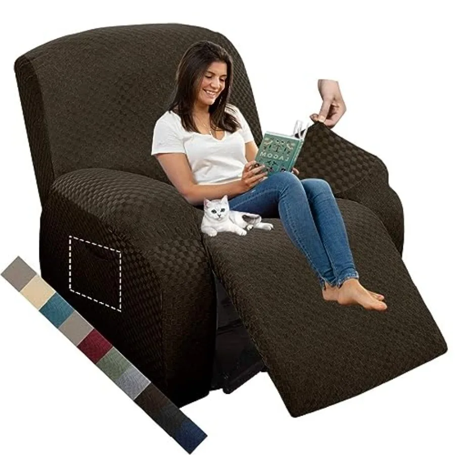 

Oversized Covers That Stay in Place 4 Pieces Stretch Large Chair Covers Jacquard Dogs Cats Proof Reclining Slipcovers with Elas