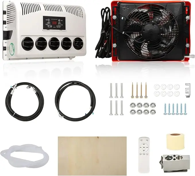 TELCOOL 24V DC Split Electric Air Conditioner Suitable for Trucks, RVs, Buses, Trailers, Vans, Agricultural Vehicles Replacement