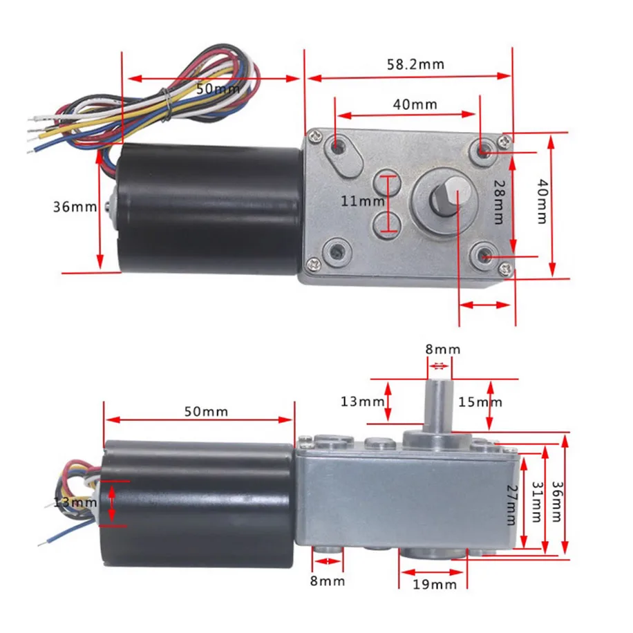 5840-3650 mit Bremse, Not-Aus-Signal-Feedback, hoher Takt, CW, CCW, einstellbare Geschwindigkeit, bürstenloser Untersetzungs-Schneckengetriebe-Gleichstrommotor