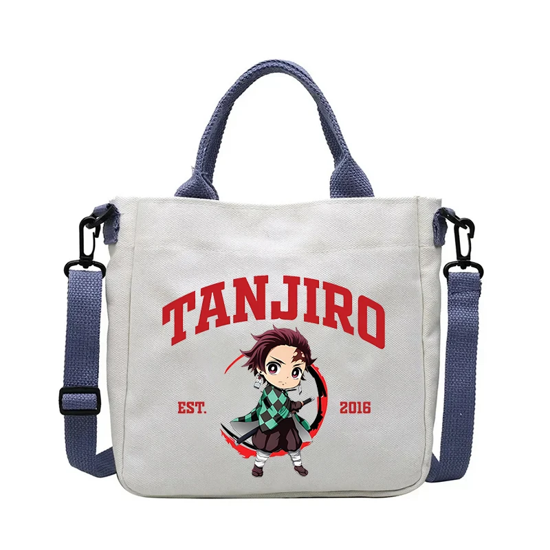 Dämon Slayer Umhängetasche Mitsuri Kanroji Giyu Tomioka Handtasche Frauen Männer Schulter Taschen Outdoor Tragbare Platz Leinwand Tasche Geschenk