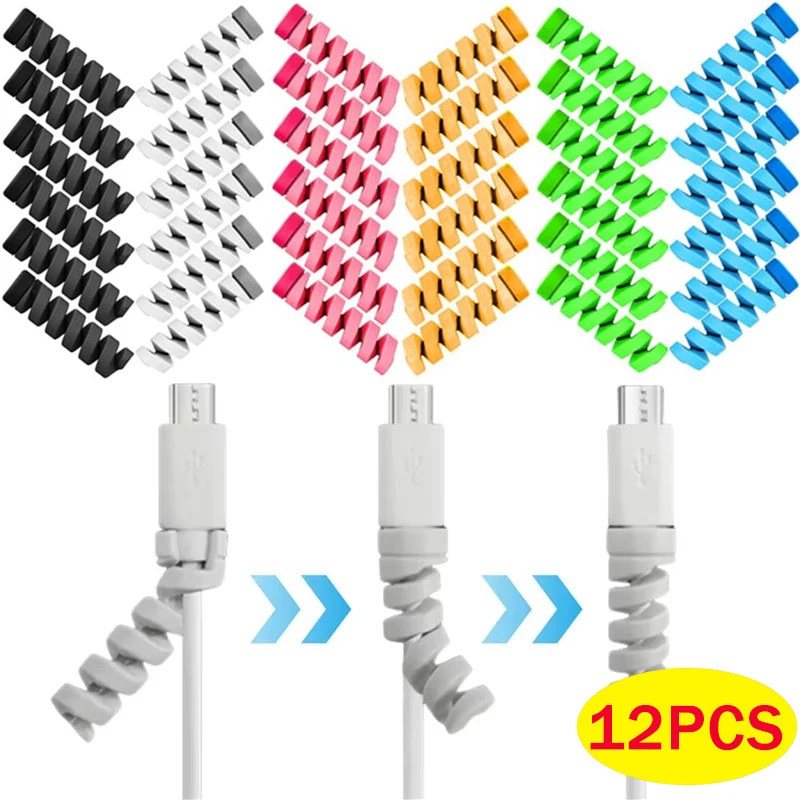 1/12 pièces protecteur de câble de Charge pour IPhone ipad USB chargeur fil fin cordon économiseurs câble de Charge enrouleur en spirale câbles organisateur