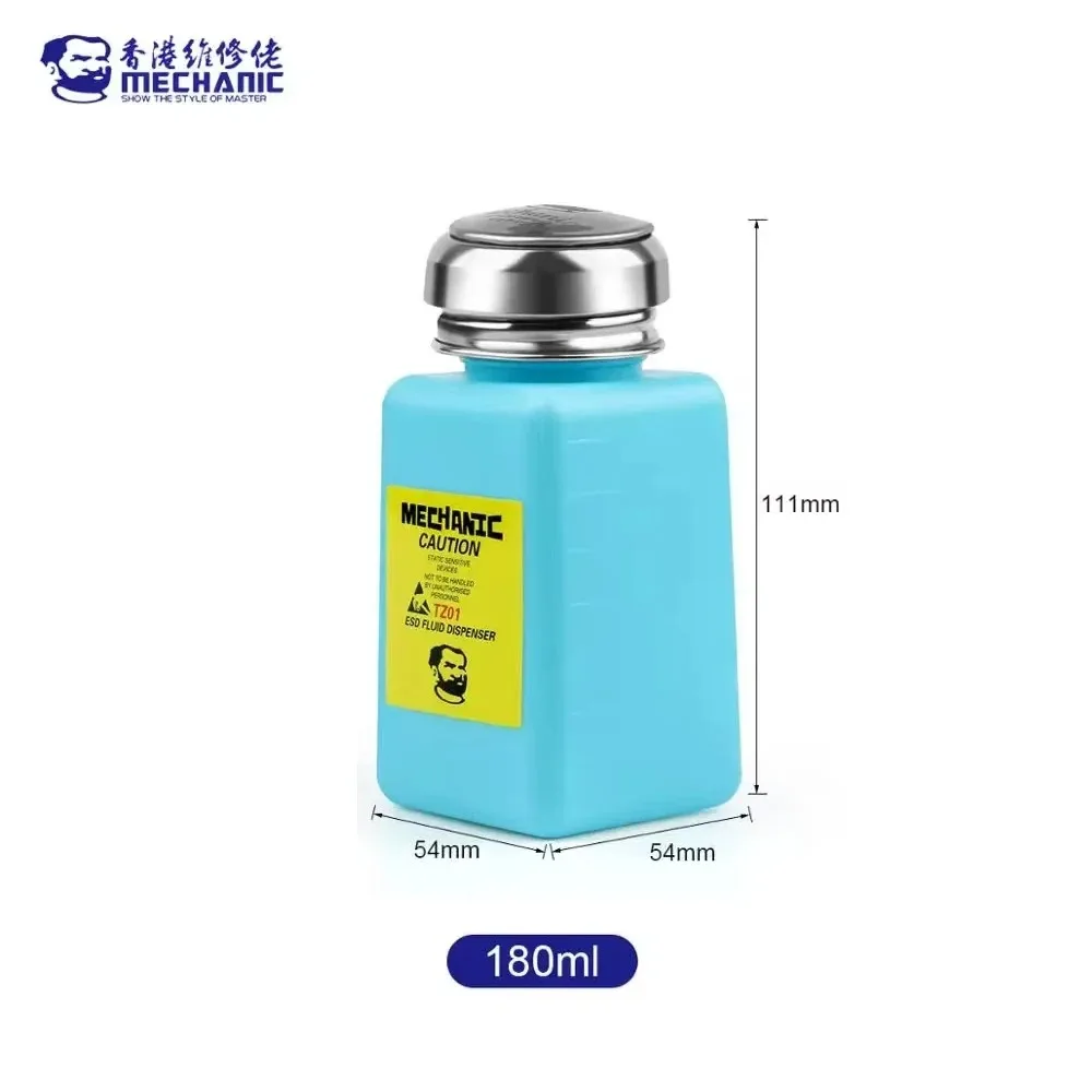 MECHANIC TZ01 120-180ml Druckpumpflasche für Alkohol, ESD-Flüssigkeitsspender mit Metallverschluss für PCB-Motherboard-Reinigungswerkzeuge – Detail 7