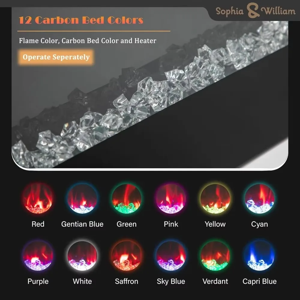 Lareira Elétrica de 72 Polegadas Montada na Parede e Embutida, Aquecedor Elétrico Ultrafino de 3,86 polegadas com Controle Remoto e Tela Sensível ao Toque