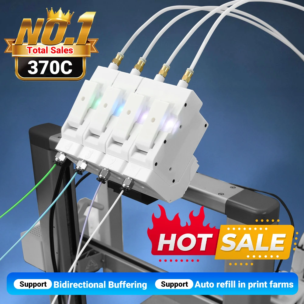 

Latest BMCU 370C AMS Lite Auto Refill Farm Unit 4 Channels with Bidirectional Buffering Sensor for BambuLab A1/A1 MINI/P1 Series