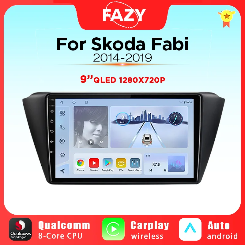 

9'' Android Car Screen Radio For Skoda Fabia 3 III 2014 2015 2016 2017 2018 2019 Carplay autoradio GPS Navi Stereo 4G WiFi DSP