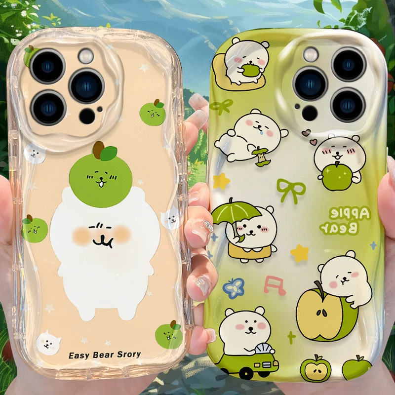 

Joke Bear Wave Case for iPhone 16 E 15 Pro Max 14 13 12 Mini 11 Pro Max XS X 8 7 Plus Liquid Silicone Shockproof Covers Funda