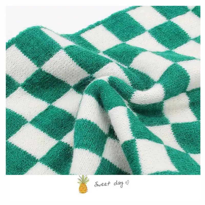 Children\'s scarf black and white checkerboard checkerboard Instagram baby scarf autumn and winter Korean edition warm neck boys