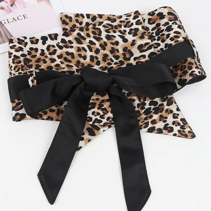 IWde غير النظامية النسيج الطباعة سليم مشد للنساء الذاتي التعادل قميص فستان مكتب السيدات أحزمة وسط النمط الصيني أحزمة Cinturon