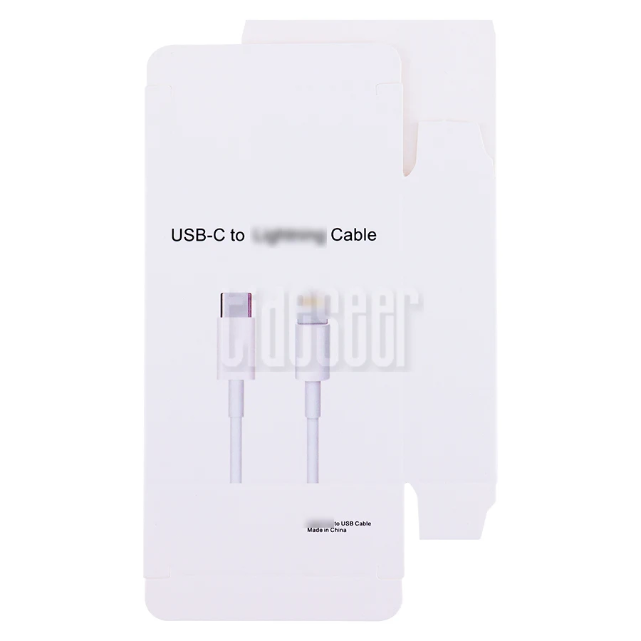 300pcs Paper Retail Package Box For Type-C to Type-c Fast Charging Cable USB-C To 8Pin Data Cord for Micro Usb Type C Cables