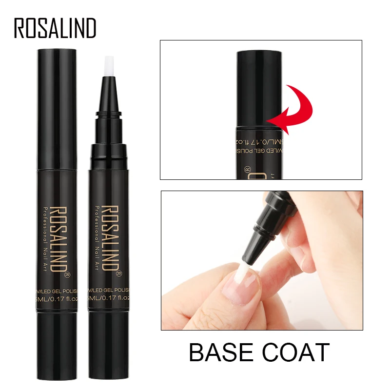 Rosalind 5ml Nagellack Stift Gel Lack reine Farbe Semi-Perment UV-Lack Hybrid Top Base Coat Nail Art Maniküre einweichen