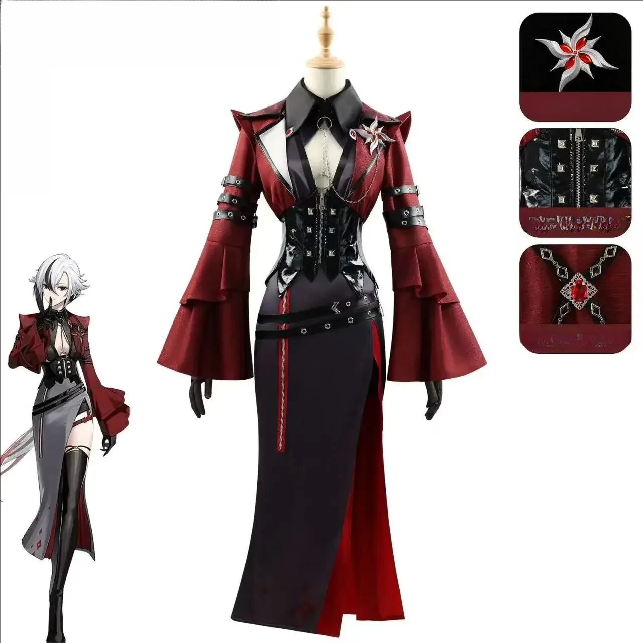 

2025 модная новая одежда Genshin Impact слуга красная ночь костюм концертный костюм Арекно косплей сексуальный мультяшный костюм