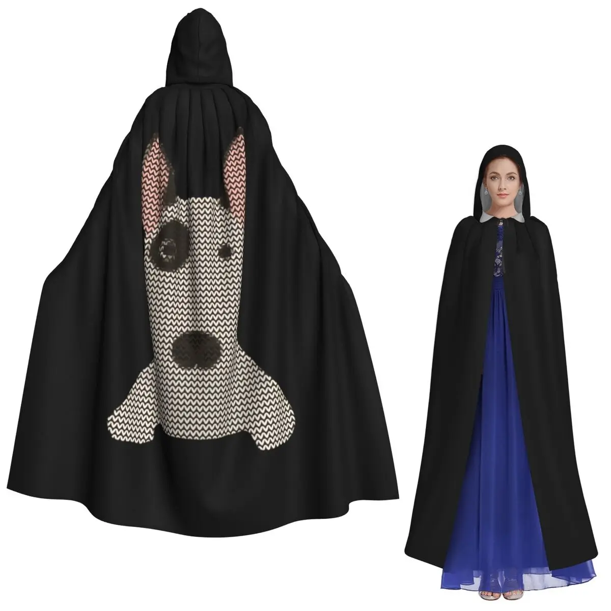 

Английский бультерьер, длинный плащ с капюшоном, средневековый костюм ведьмы, накидка для косплея, пальто на Хэллоуин для взрослых, унисекс