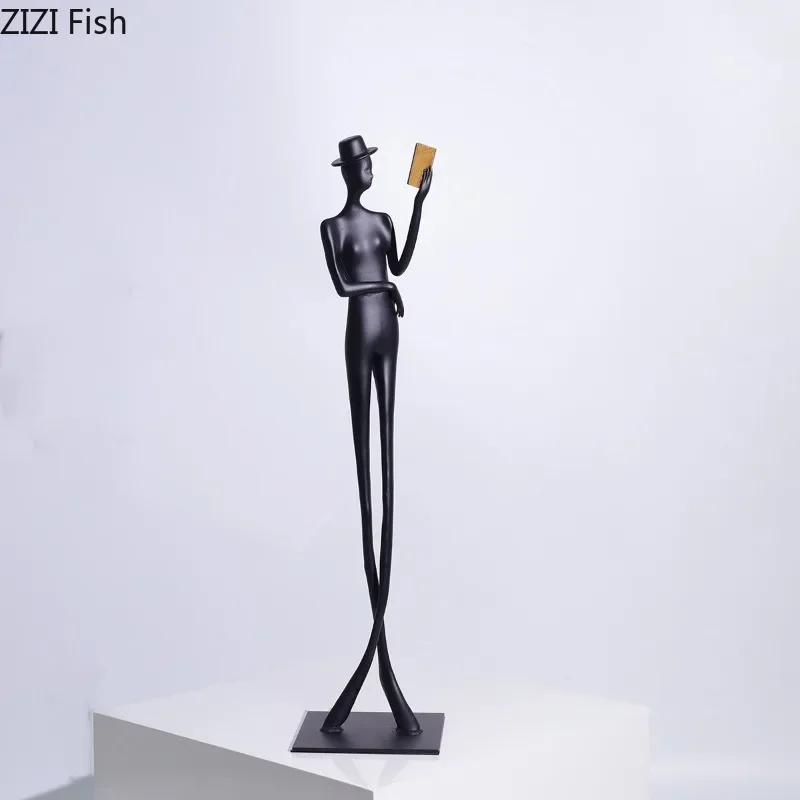 

Metal Figure Ornaments Black Woman Reading Sculpture Figurines Character Statues Desk Decorations Home Accessories Crafts Gift