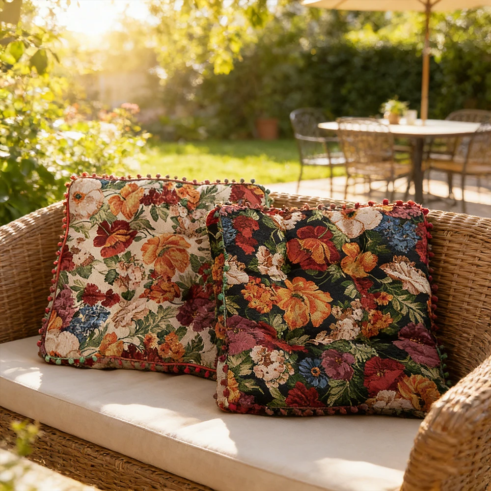 

1PC Jacquard Embroidery Cushion Square Floor Seat Cushion Yoga Pillow Japanese Tatami Mat for Reading Home Decoration 40x40cm