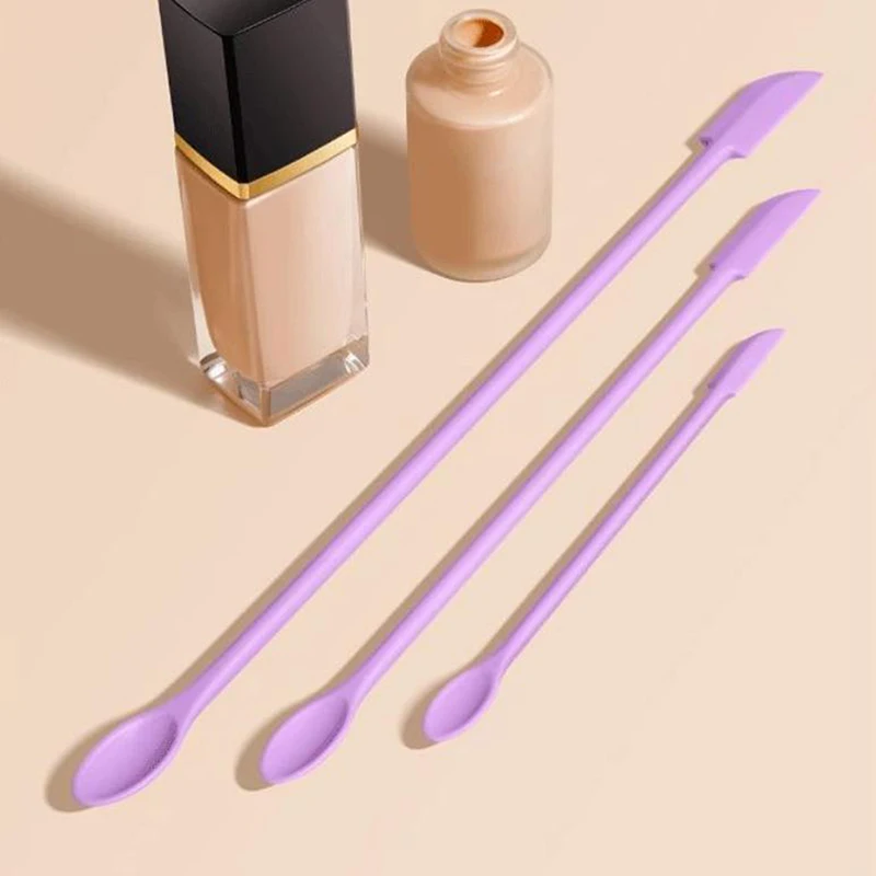Lot de 3 spatules en silicone à double tête, mini-racloir pour cosmétiques, confitures, crèmes, bouteilles profondes, avec petite pointe allongée, outil de maquillage et de spa