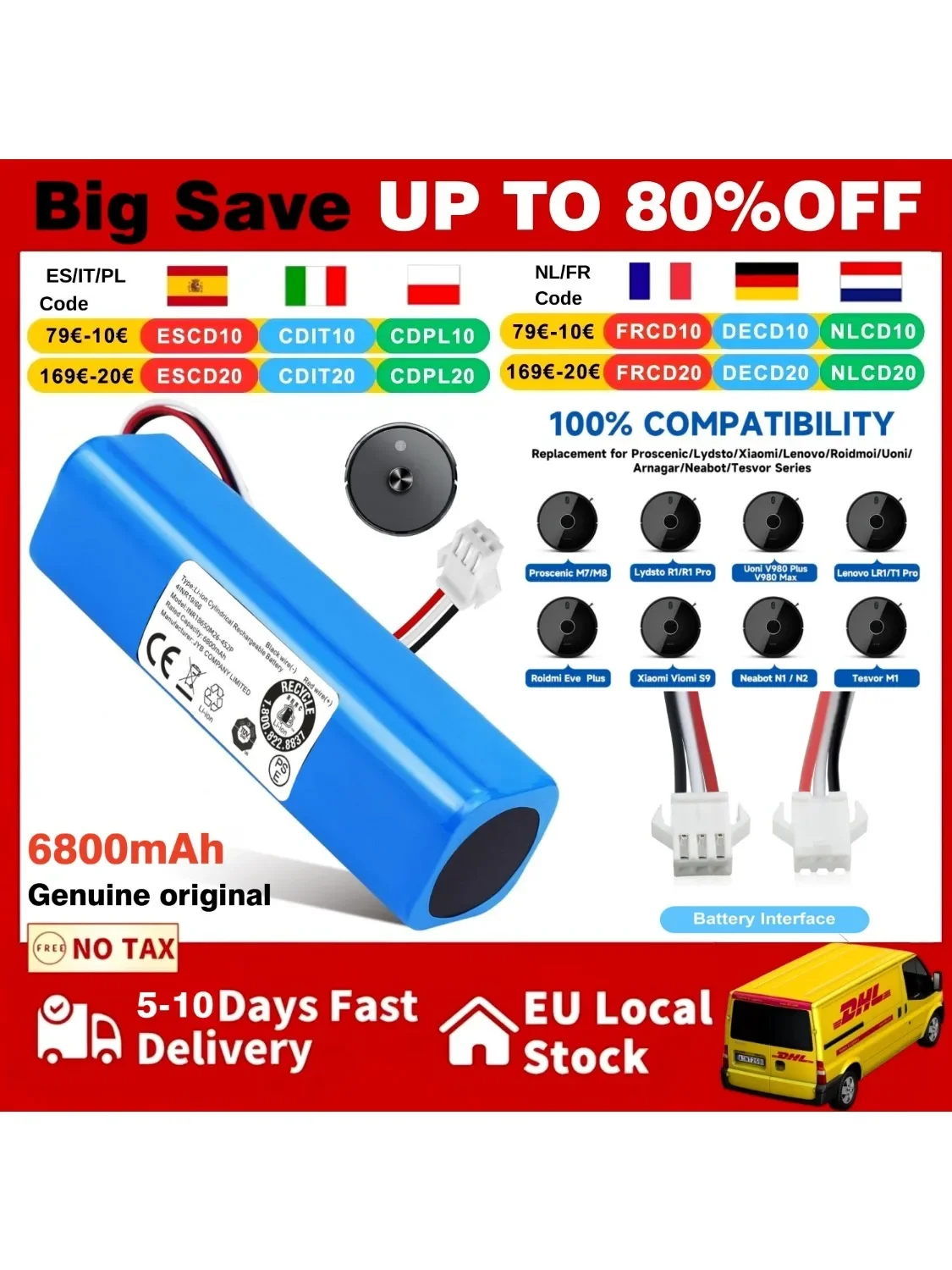Original wiederaufladbarer Li-Ionen-Akku für Xiaomi Lydsto R1/Viomi S9/Roidmi Eve Plus/neabot Q11 SYB2 Roboter-Staubsauger-Akku