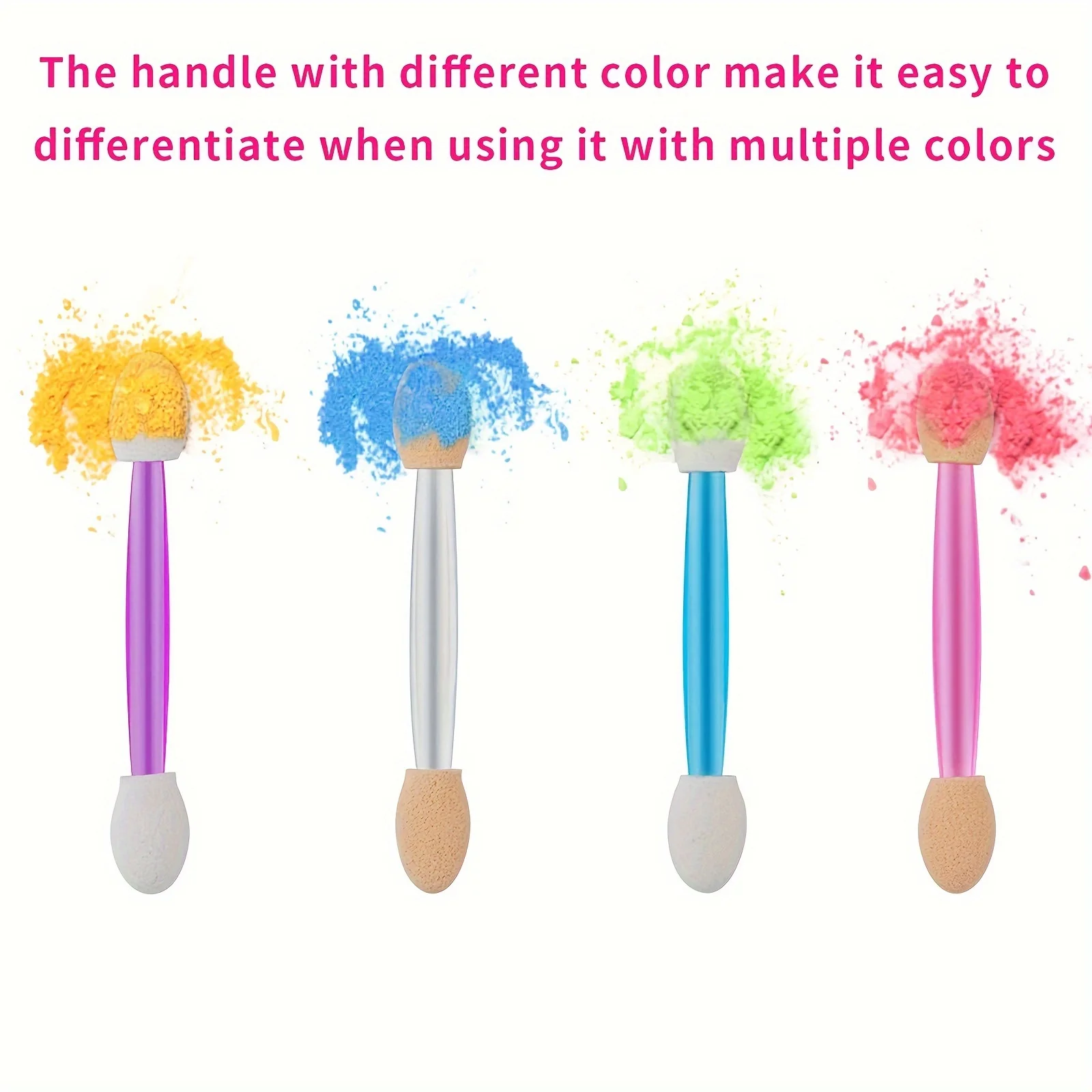 120 قطعة من إسفنجة ظلال العيون المزدوجة الجانبين للاستعمال مرة واحدة مع حاوية، 4 ألوان لفرش ظلال العيون وأداة توزيع المكياج #3