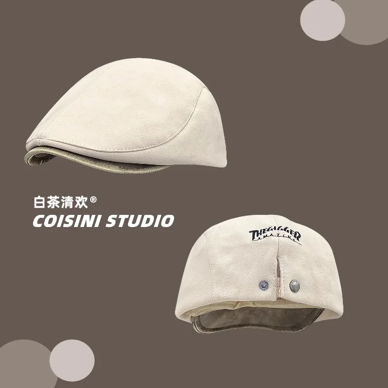 

Retro British Style Personalized Letter Embroidery Berets for Women Spring Autumn Travel Casual Versatile Literary Painter Hats