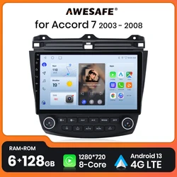 AWESAFE беспроводное радио CarPlay Android 13 для Honda Accord 7 2003 2004 2005-2008 GPS-навигация стерео автомобильные интеллектуальные системы