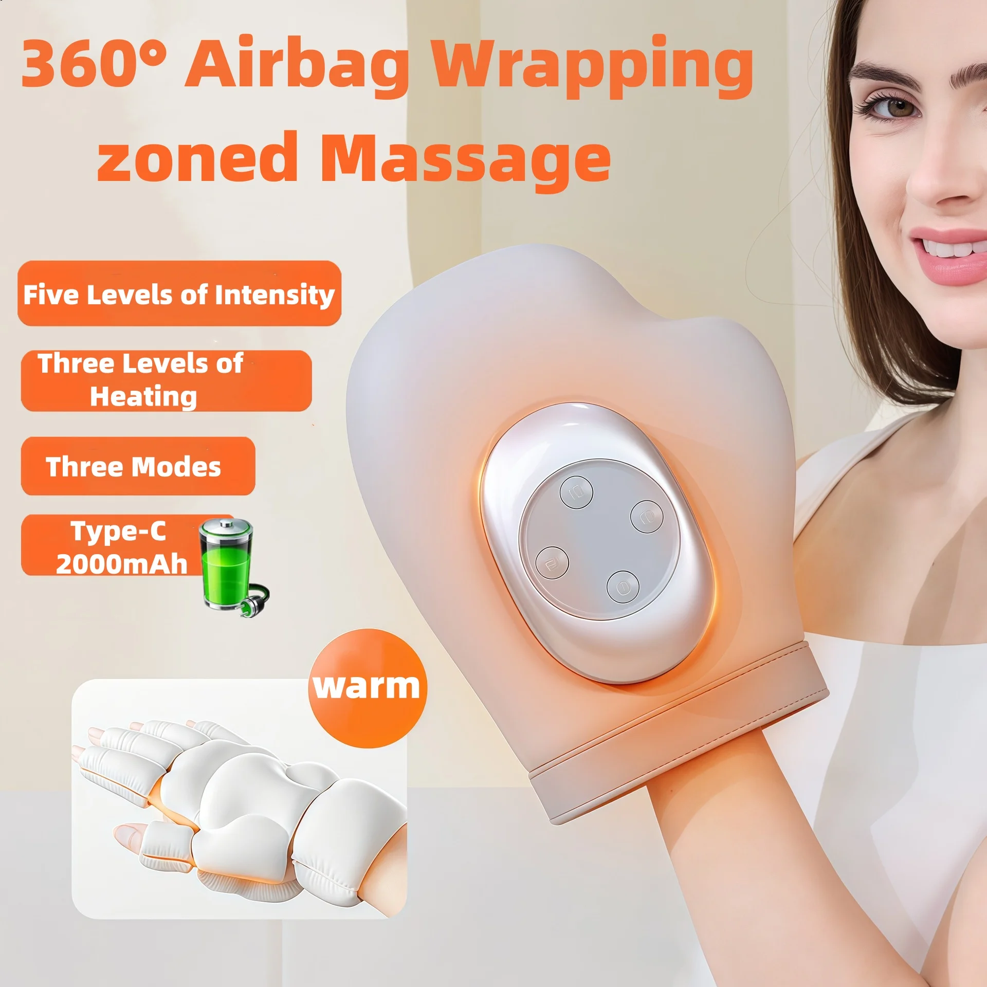 Electric Hhand Massager that Heats Fingers/Palms/Wrist simulating Human Hand Kneading With Air Pressure Beautiful Gift
