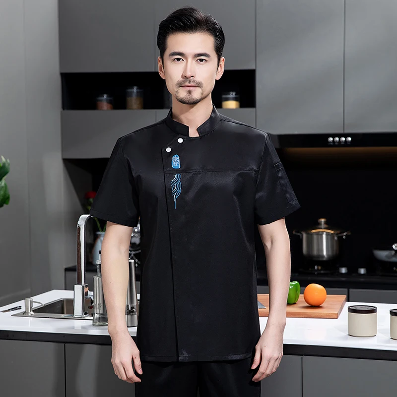 Traje de cocina para hombre y mujer, ropa de trabajo de servicio de Catering, uniformes de restaurante, camisa de cocina, monos de camarero de panadería